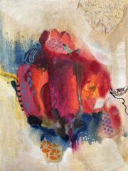 DESERT BLOOM – Mixed Media on Canvas – 24" x 18" Michael Colpitts Abstract Paintings and Artwork, Medium Painting Mixed Media on Canvas Wall Art Abstract Simplistic, Mixed Media on Canvas, colorful abstract paintings, gold mixed media, abstract paintings for sale, bold paintings, modern paintings on canvas, liquid acrylic painting, red abstract art