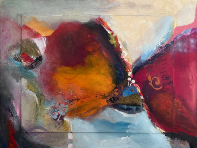 Michael Colpitts Abstract Paintings and Artwork, Mixed Media on Canvas Wall Art Abstract Simplistic, Mixed Media on Canvas, colorful abstract paintings, bold paintings, modern paintings on canvas, liquid acrylic painting, medium painting, medium abstract paintings for sale, purple art, warm art, vivid red, bright abstract art, landscape orientation art