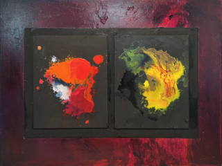 Michael Colpitts Abstract Paintings and Artwork, Mixed Media on Canvas Wall Art Abstract Simplistic, Mixed Media on Canvas, colorful abstract paintings, bold paintings, modern paintings on canvas, liquid acrylic painting, Medium Painting, medium abstract paintings for sale, dark abstract art