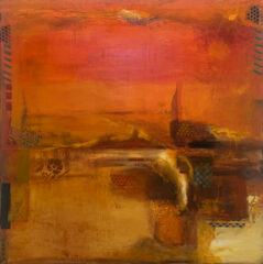 SUNSET GARDEN – Mixed Media on Canvas – 24 x 24 Michael Colpitts Abstract Paintings and Artwork, Mixed Media on Canvas Wall Art Abstract Simplistic, Mixed Media on Canvas, colorful abstract paintings, bold paintings, modern paintings on canvas, liquid acrylic painting, painting, abstract paintings for sale, warm art, vivid warm colors, neutral abstract art, square art